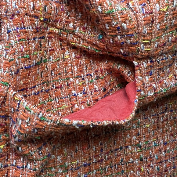 Anthropologie Filtre Women's Size 10 Orange Tweed Blazer Jacket - Picture 8 of 10